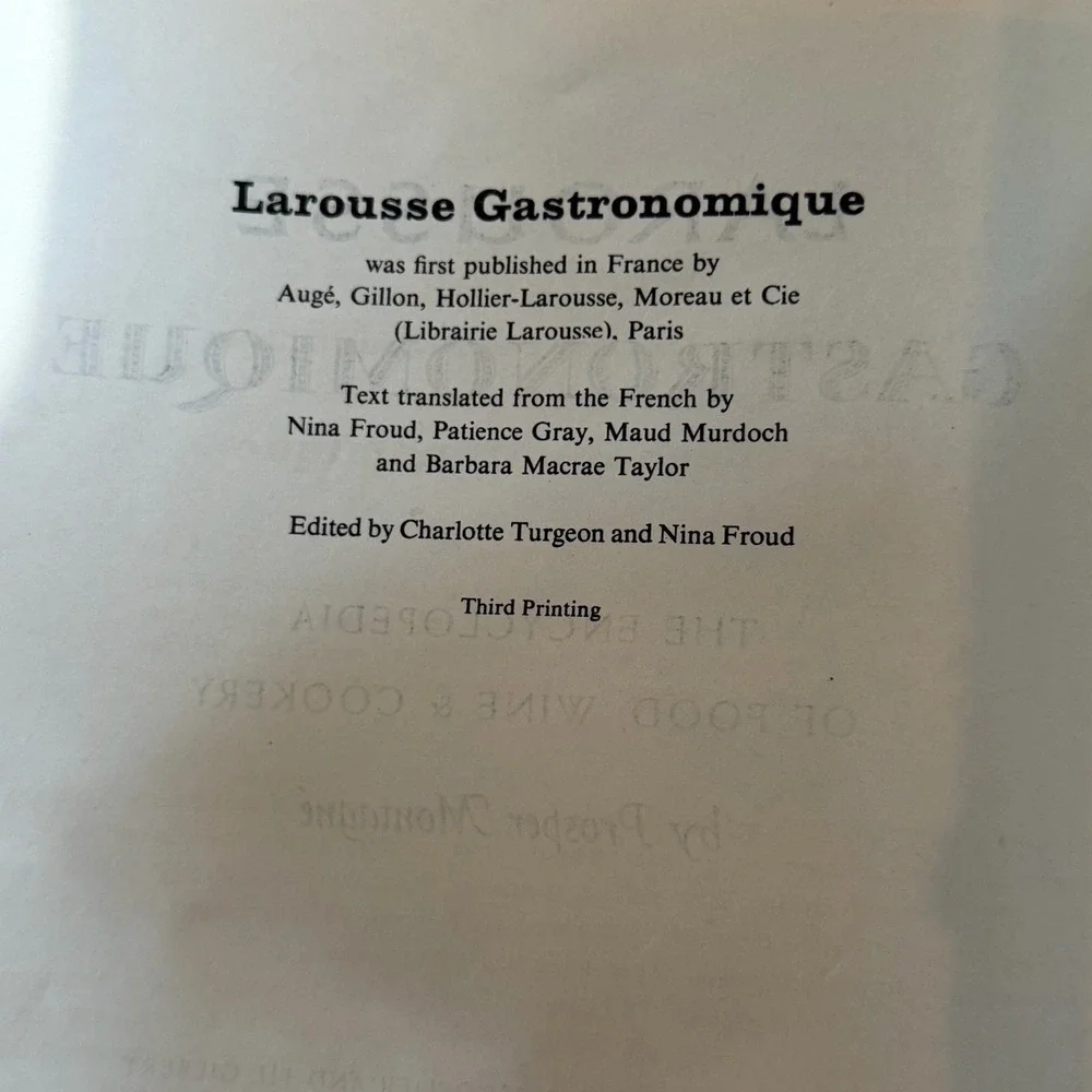 Larousse Gastronomique by Prosper Montagne 1967 Hardcopy Cookbook Rare 3rd Print